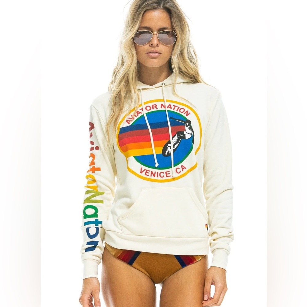 AVIATOR NATION PULLOVER HOODIE - VINTAGE WHITE